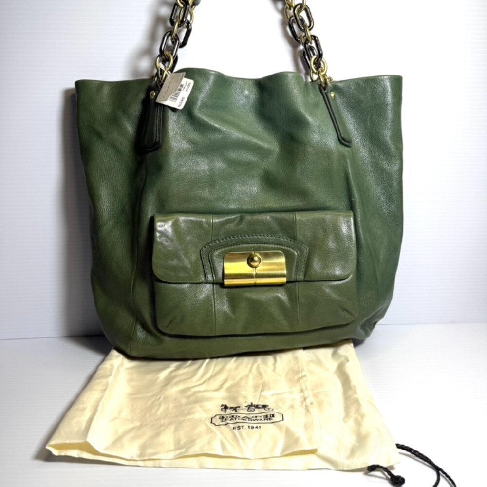Coach Green Leather Handbag/Tote | NWT